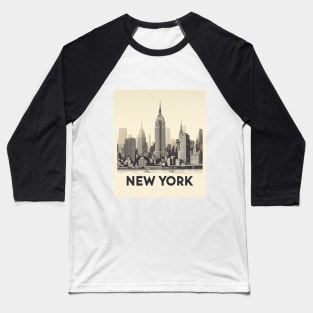 New York Retro Minimal Style Baseball T-Shirt